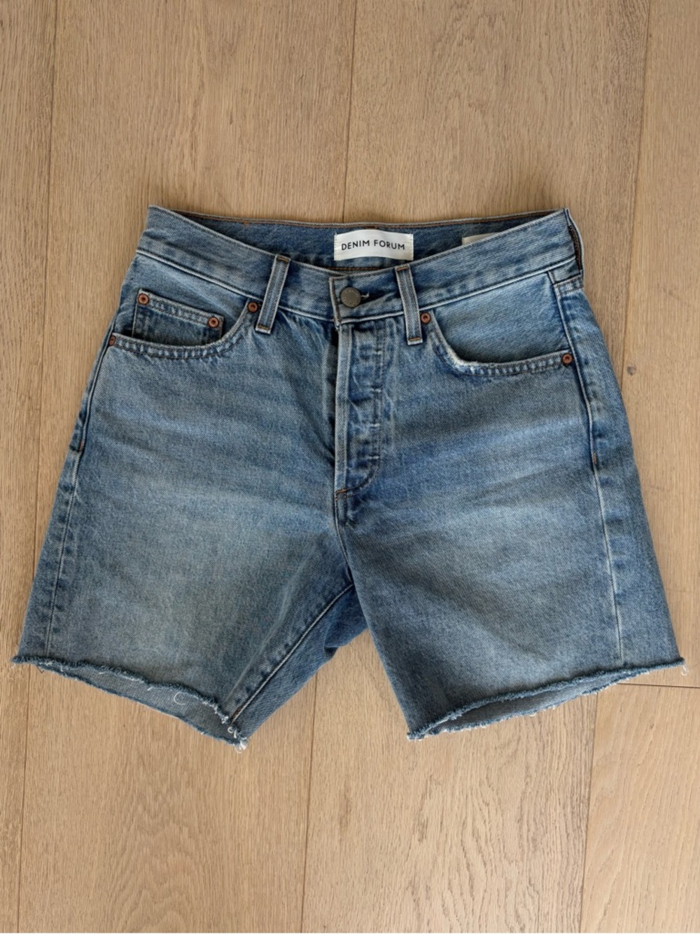 Denim Forum '90s Lo-Rise Patti Thigh Shorts